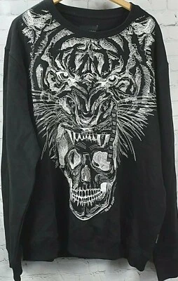 Sean John 男式长袖 Tiger Crew 卫衣。 Jet Black XL 全新 — 第 1/4 张图片