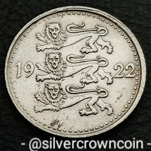 Estonia 1 Mark 1922. KM#1. One Dollar coin. 3 Leopards. First & 1 year issue. ST - Picture 1 of 7