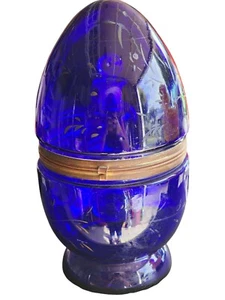 Vintage COBALT BLUE GLASS EGG With Mini Clear Glass Inside - Picture 1 of 15