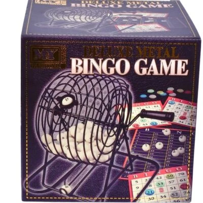 Bingo Set Game Family Fun Deluxe INC Metal Cage Traditional Lotto - Image 1 of 2