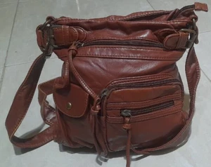 Scarleton Crossbody Bag deep Brown Faux Leather Boho 70s Grunge Retro - Picture 1 of 24