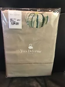 $595 New Yves Delorme Tovaglia 68x110 Giardino Ricamo Cotone Lino Neutro - Foto 1 di 9