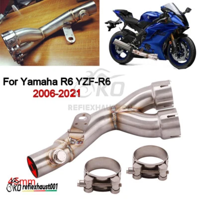 Mid Pipe For Yamaha YZF R6 2006-2021 Motorcycle Exhaust Middle Tip Slip Original - Image 1 of 4
