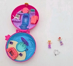 Polly Pocket Compact Pink Flamingo Dolls & Floatie 2017=2 Figures - Picture 1 of 7