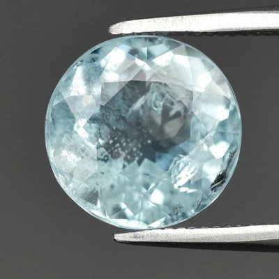 💎 Aguamarina azul claro natural redonda de 2,12 quilates 8,3 mm - sin calefacción, piedra preciosa de África Foto 1 de 4