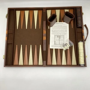 Backgammon 18x23 Large Leatherette Folding Board Complete Set Tournament - Picture 1 of 15