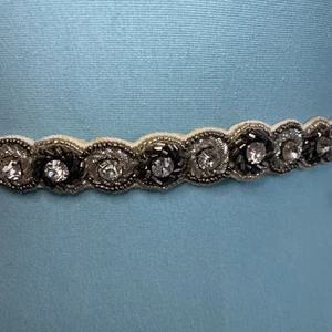 Cintura Donna Elasticizzata Strass Perline Taglia Media Regolabile 26-32”W Vintage - Foto 1 di 10