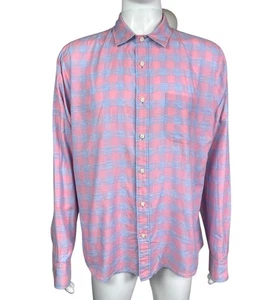 Camisa Faherty Para Hombre XL Azul Rosa The Movement Algodón Lino Abotonada Usada en Excelente Condición - Imagen 1 de 4
