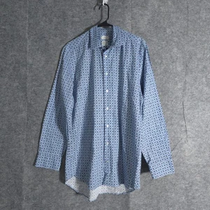 ETRO Milano Herren Paisley Knopfleiste Freizeit Langarm Hemd Gr. 42 Italy Blau - Bild 1 von 14