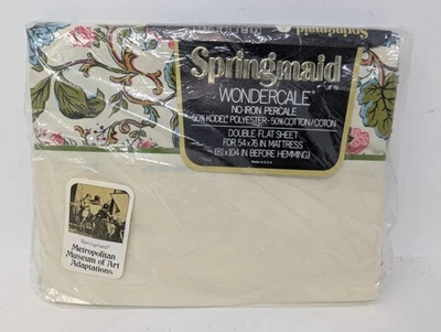 VTG Springmaid Wondercale Double Flat Sheet Floral English Manor No Iron Percale - Image 1 of 2