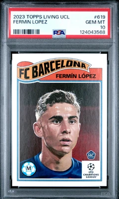 2023 TOPPS LIVING CHAMPIONS LEAGUE #619 FERMIN LOPEZ PSA 10 POP 3 - Image 1 of 2