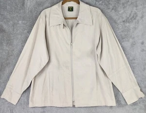 Cabelas Jacket Womens XL Beige Silk Noil Full Zip Long Sleeve Outdoor Wear - Picture 1 of 14