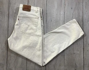 Vintage Levi’s 550 Cream Ivory Denim Jeans Size 38x34 Made In USA - Picture 1 of 12