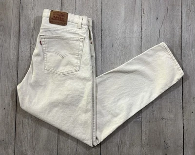 Vintage Levi’s 550 Cream Ivory Denim Jeans Size 38x34 Made In USA - Image 1 of 4
