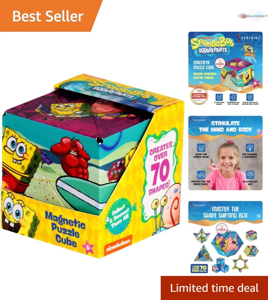 Cubo de quebra-cabeça magnético de mudança de forma de Bob Esponja brinquedo inquietação STEM para crianças e anúncios... - Imagem 1 de 4