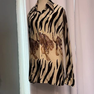 Camisa Top Vintage Años 60’s Jungle Tiger Mod Disco Acetato Tigre Rayas, 60’s Disco - Imagen 1 de 18
