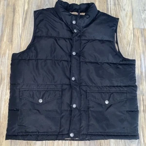 Old Navy Puffer Vest Mens XL Black Snap Button Sleeveless Pockets Fall - Picture 1 of 12