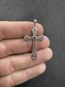 Lotto gioielli pendenti croce zaffiro argento sterling 925 argento sterling 3,1 g vintage I - Foto 1 di 10