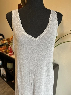 VTG Victoria’s Secret Gray Cotton Lace Trim Slip Nightgown Y2K (2002) Size M - Image 1 of 4