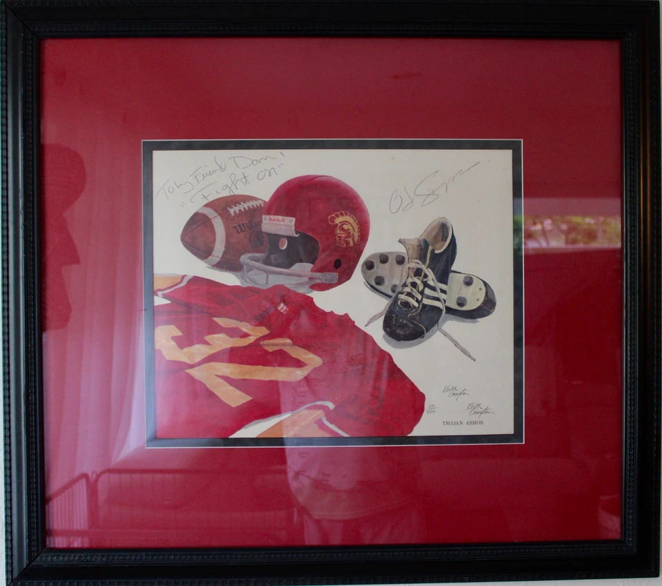¡¡MUY RARO!!  Arte firmado por OJ Simpson por Keith Compton USC Trojan Armor 377/2500 Foto 1 de 4