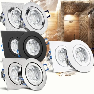 IP44 LED Spots flach 230V Einbaustrahler Einbauspots Bad 5W dimmbar SET Mare - Bild 1 von 4