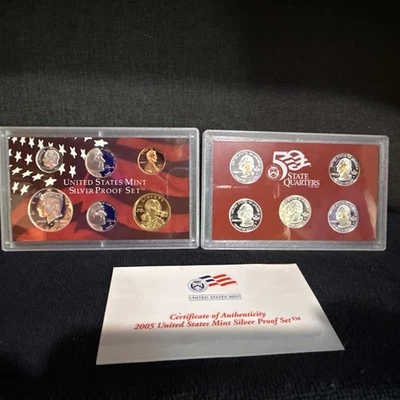 US Mint Silver Proof 11-Coin Set 2005-S with COA - Image 1 of 4