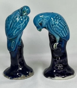 Set 2 statuine pappagallo porcellana smaltata cinese Sancai inizio XX secolo - Foto 1 di 15