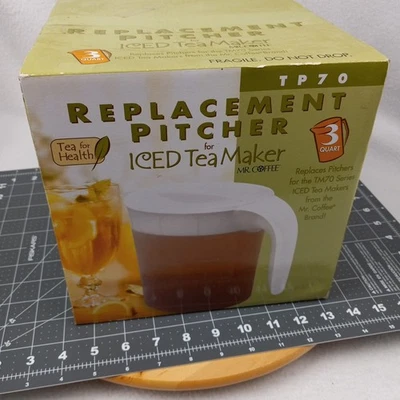 Jarra de repuesto Mr Coffee Iced Tea 3 cuartos TM70 con tapa blanca ovalada 2008 NUEVA Foto 1 de 4