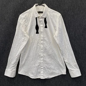 Versace Mens Medium Bow Tie Appliqué Long Sleeve Button Up Shirt White - Picture 1 of 15