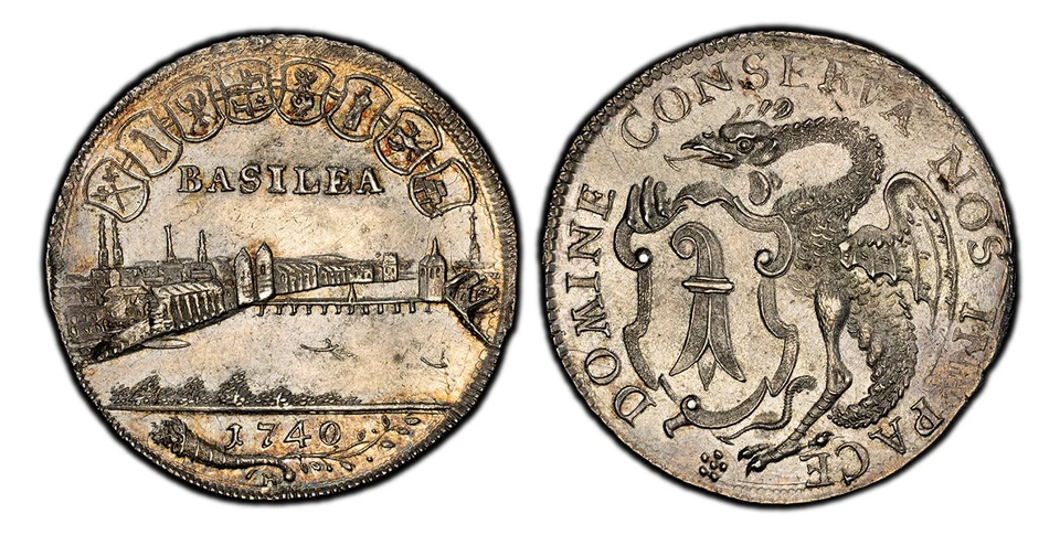 SWISS CTN Basel. 1740 AR 1/4 Thaler. PCGS MS63 KM 143; D.T. 768; HMZ 2-102c - Image 1 of 1