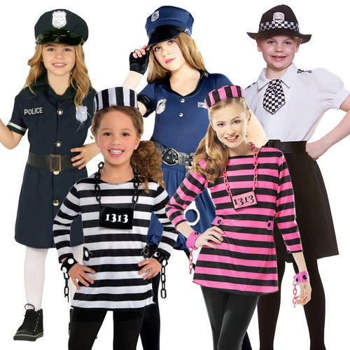 Girls Cops Robbers Book Day Kids Fancy Dress Uniform Costume Outfit Police Child - Image 1 of 1