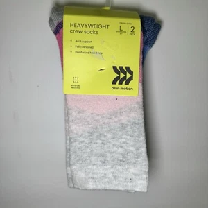 NWT All In Motion Women's 2 Pack Heavyweight Crew Socks White L Shoe Size 8-12 - Picture 1 of 2