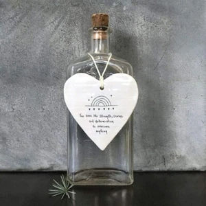 East of India Porcelain Hanging Heart 'You have the strength.." new gift friend - Picture 1 of 4