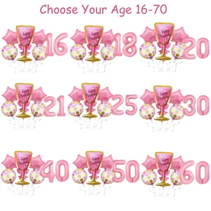 Großer Geburtstag Sekt Cocktail Glas Folienballon Mädchen Junggesellinnenabschied Rosa Helium - Bild 1 von 30