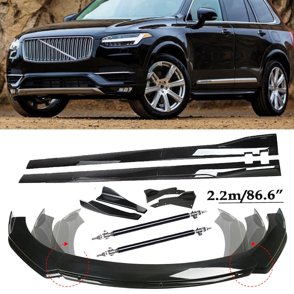 Front Bumper Lip Splitter Spoiler Side Skirt Strut Rod For Volvo XC60 XC40 XC90 Foto 1 de 4