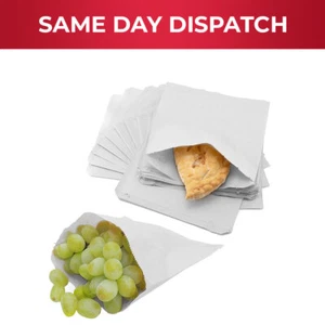 White Kraft Paper Bags for Takeaway Food Sandwiches & Grocery - Picture 1 of 6