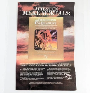 Pubblicità D&D Set 5 Regole degli Immortali 1985 - Espositore da Appendere a Parete Fantasy RPG Laminato - Foto 1 di 6