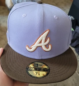 Atlanta Braves New Era Fitted Hat 7 7/8 By All The Right & Rushmore - Picture 1 of 4