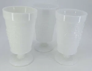 Lot of 3 Vintage Milk Glass Pedestal Glasses Vases  5.5" EUC  - Picture 1 of 4