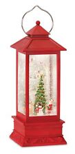 Melrose LED Snow Globe Lantern with Santa and Christmas Tree Scene 12"H