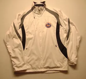 Antigua METS Jacket Men's L White MLB Lined Pockets Zipper Lightweight - Picture 1 of 12