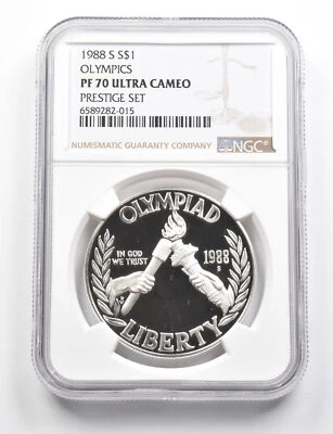 PF70 UCAM 1988-S Seoul Olympiad Commem Silver Dollar Prestige Set NGC *9846 - Image 1 of 3