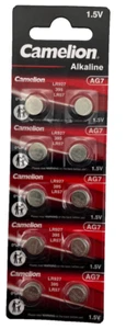 10x Knopfzellen AG7 LR927 395 LR57 Batterie Alkaline Camelion MHD2029 im Blister - Bild 1 von 3