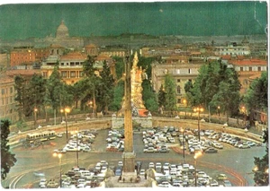 1972 ROMA PIAZZA DEL POPOLO QUANDO ERA UN PARCHEGGIO FOTO CARTOLINA VIAGGIATA - Picture 1 of 2