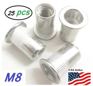 25pcs Aluminum M8x1.25 Rivet Nut Rivnut Insert Nutsert 8mm - Picture 1 of 1