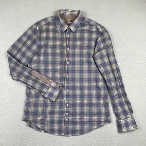 Camicia Hugo Boss uomo grande blu a quadri preppy casual da lavoro boss arancione - Foto 1 di 17