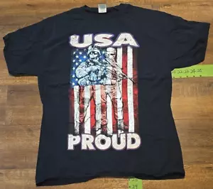 USA proud American Flag Graphic T-shirt Size Large Black - Picture 1 of 5