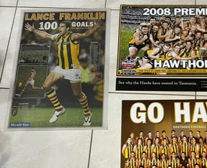 3x 2008 Hawthorn Hawks Premiers Poster Hand Signed Lance Franklin AFL Herald-Sun - Picture 1 of 17