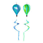 Windsack 2x Heißluftballon Windspirale Garten Dekor (Blau + Grün)