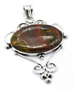 Colgante Étnico Hecho A Mano De Ojo De Tigre Marrón 1.2" P 183 - Imagen 1 de 5